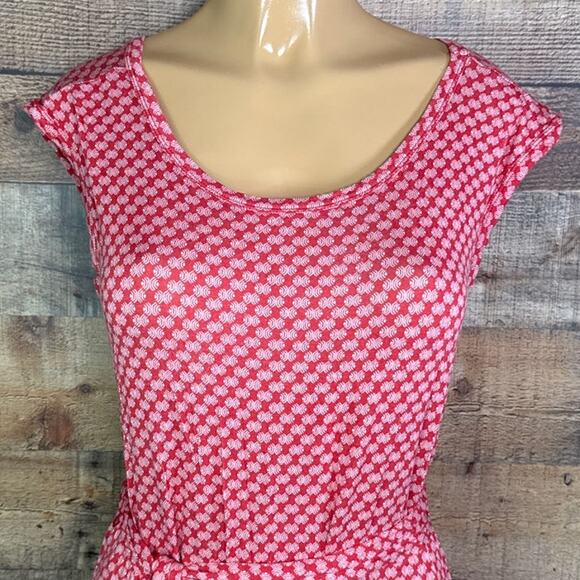 Woolworths Jersey Cap Sleeve Belted Dress Rust Orange White Size Small - Picture 2 of 8